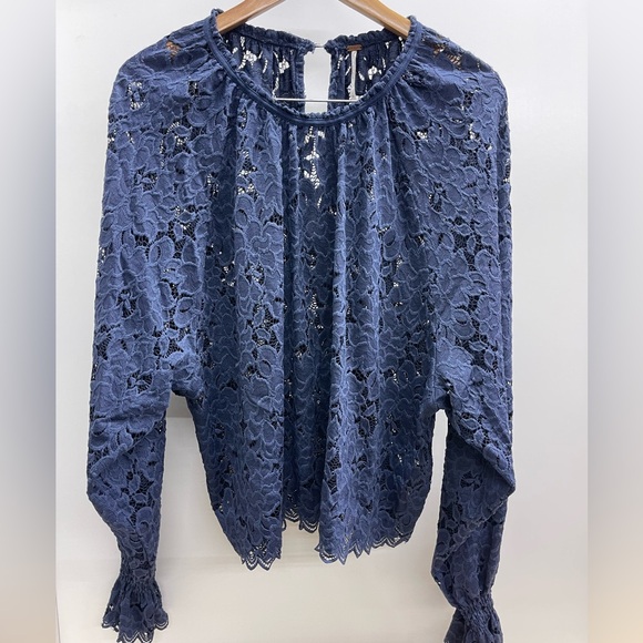 Free People Tops - Free People Navy Lace Blouse